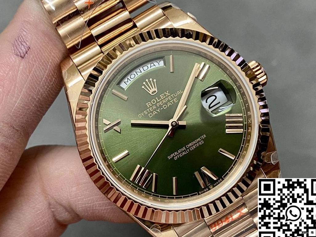 M228235-0025 Factory QF Steel Dial Rolex v5 Tungsten Functional Day Date 1006 Gold Green Rose 0730